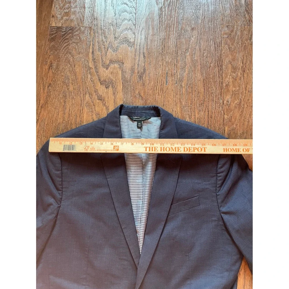 Banana Republic Blazer Mens Grey Gingham Lined Wool Sport Coat 40L